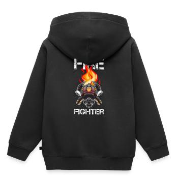 Nous sommes fiers de nos pompiers - Sweat Premium à capuche enfant bio - noir - Dos - AI Model Kid Male (0cm)