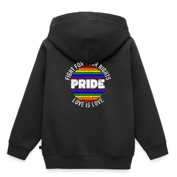 L’amour LGBT de la fierté gagne, nous sommes queer et fiers - Sweat Premium à capuche enfant bio - noir - Dos - AI Model Kid Male (0cm)