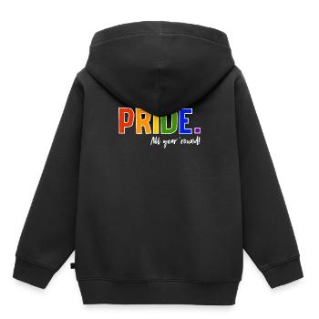 Fierté LGBT amour gagne, nous sommes queer et fiers - Sweat Premium à capuche enfant bio - noir - Dos - AI Model Kid Male (0cm)