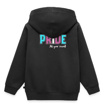 Fierté LGBT amour gagne, nous sommes queer et fiers - Sweat Premium à capuche enfant bio - noir - Dos - AI Model Kid Male (0cm)