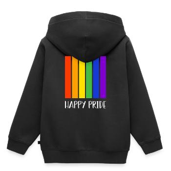 Fierté LGBT amour gagne, nous sommes queer et fiers - Sweat Premium à capuche enfant bio - noir - Dos - AI Model Kid Male (0cm)