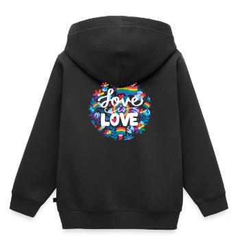 Fierté LGBT amour gagne, nous sommes queer et fiers - Sweat Premium à capuche enfant bio - noir - Dos - AI Model Kid Male (0cm)