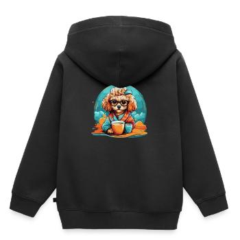 Weltkaffeetag mit Hund - Kinder Premium Organic Hoodie - Schwarz - Hinten - AI Model Kid Male (0cm)