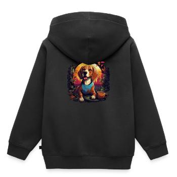 Weltkaffeetag mit meinem Hund, einem Beagle - Kinder Premium Organic Hoodie - Schwarz - Hinten - AI Model Kid Male (0cm)
