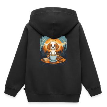 Weltkaffeetag mit meinem Hund, einem Beagle - Kinder Premium Organic Hoodie - Schwarz - Hinten - AI Model Kid Male (0cm)