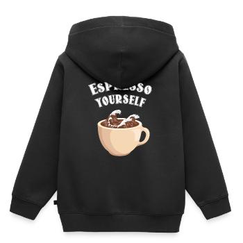 Welttag des Kaffees - Kinder Premium Organic Hoodie - Schwarz - Hinten - AI Model Kid Male (0cm)