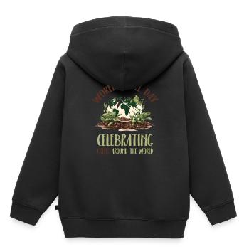 Welttag des Kaffees - Kinder Premium Organic Hoodie - Schwarz - Hinten - AI Model Kid Male (0cm)