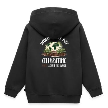 Welttag des Kaffees - Kinder Premium Organic Hoodie - Schwarz - Hinten - AI Model Kid Male (0cm)
