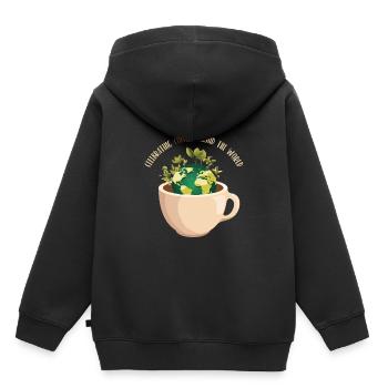 Welttag des Kaffees - Kinder Premium Organic Hoodie - Schwarz - Hinten - AI Model Kid Male (0cm)