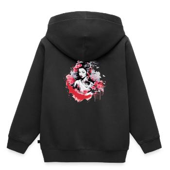 Geisha von Japan - Kinder Premium Organic Hoodie - Schwarz - Hinten - AI Model Kid Male (0cm)
