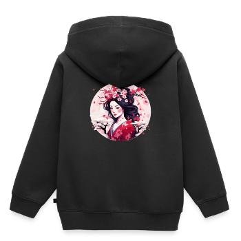 Geisha von Japan - Kinder Premium Organic Hoodie - Schwarz - Hinten - AI Model Kid Male (0cm)