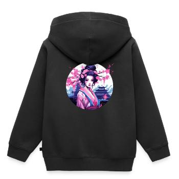 Geisha von Japan - Kinder Premium Organic Hoodie - Schwarz - Hinten - AI Model Kid Male (0cm)