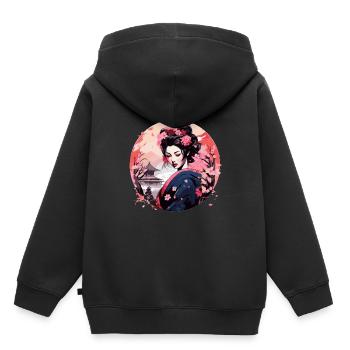 Geisha von Japan - Kinder Premium Organic Hoodie - Schwarz - Hinten - AI Model Kid Male (0cm)