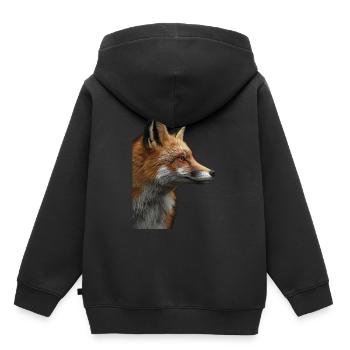 Renard roux - Sweat Premium à capuche enfant bio - noir - Dos - AI Model Kid Male (0cm)