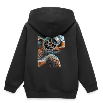Tortue marine - Sweat Premium à capuche enfant bio - noir - Dos - AI Model Kid Male (0cm)