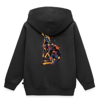 Kangourou - Sweat Premium à capuche enfant bio - noir - Dos - AI Model Kid Male (0cm)