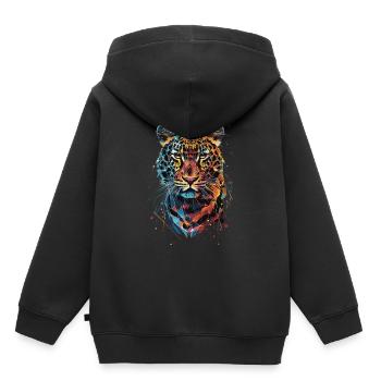 Léopard - Sweat Premium à capuche enfant bio - noir - Dos - AI Model Kid Male (0cm)