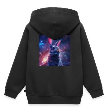 Kaninchen - Kinder Premium Organic Hoodie - Schwarz - Hinten - AI Model Kid Male (0cm)