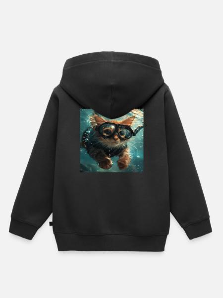 Katze - Kinder Premium Organic Hoodie - Schwarz