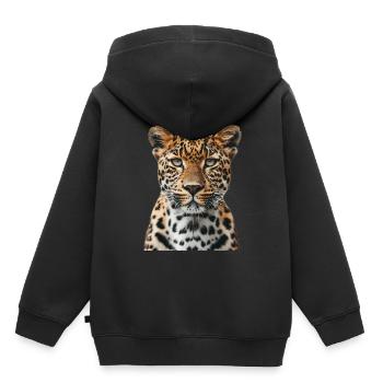 Léopard - Sweat Premium à capuche enfant bio - noir - Dos - AI Model Kid Male (0cm)