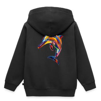 Delphin - Kinder Premium Organic Hoodie - Schwarz - Hinten - AI Model Kid Male (0cm)