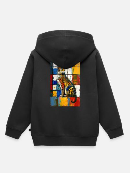 Leopard - Kinder Premium Organic Hoodie - Schwarz
