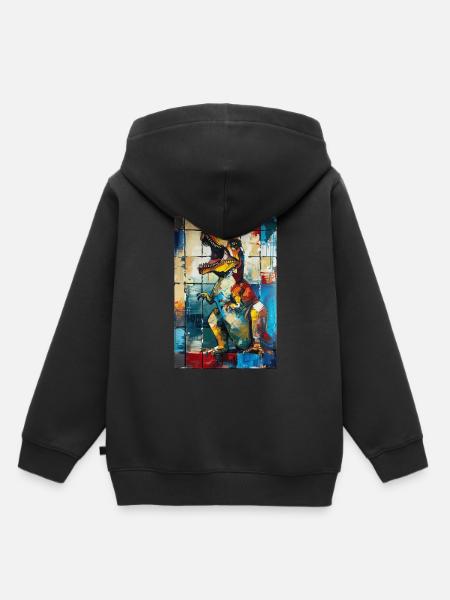 T-Rex - Kinder Premium Organic Hoodie - Schwarz