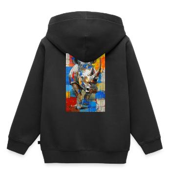 Nashorn - Kinder Premium Organic Hoodie - Schwarz - Hinten - AI Model Kid Male (0cm)