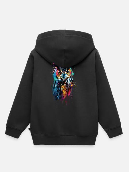 Eule - Kinder Premium Organic Hoodie - Schwarz