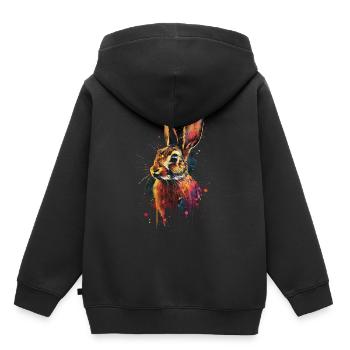 Kaninchen - Kinder Premium Organic Hoodie - Schwarz - Hinten - AI Model Kid Male (0cm)