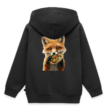 Fuchs - Kinder Premium Organic Hoodie - Schwarz - Hinten - AI Model Kid Male (0cm)