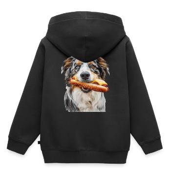 Berger australien - Sweat Premium à capuche enfant bio - noir - Dos - AI Model Kid Male (0cm)