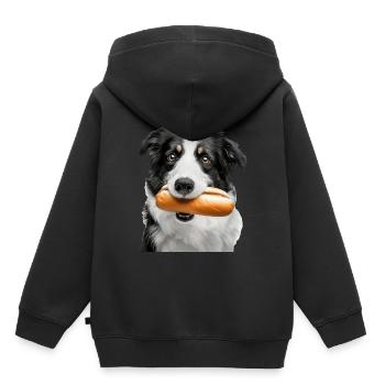 Border Collie - Sweat Premium à capuche enfant bio - noir - Dos - AI Model Kid Male (0cm)