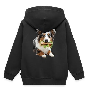 Berger australien - Sweat Premium à capuche enfant bio - noir - Dos - AI Model Kid Male (0cm)