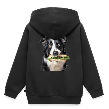Border Collie - Sweat Premium à capuche enfant bio - noir - Dos - AI Model Kid Male (0cm)