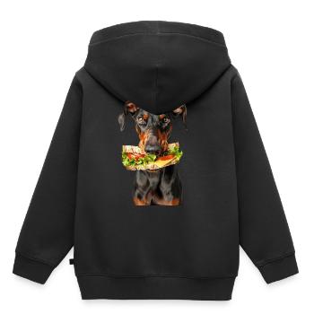Dobermann - Kinder Premium Organic Hoodie - Schwarz - Hinten - AI Model Kid Male (0cm)