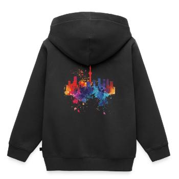 Tokio: - Kinder Premium Organic Hoodie - Schwarz - Hinten - AI Model Kid Male (0cm)