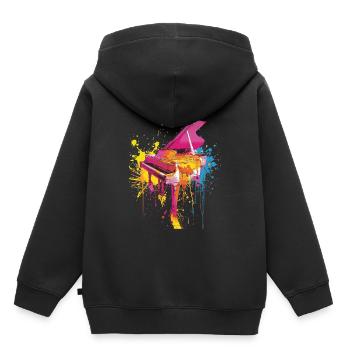 Klavier - Kinder Premium Organic Hoodie - Schwarz - Hinten - AI Model Kid Male (0cm)
