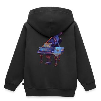 Klavier - Kinder Premium Organic Hoodie - Schwarz - Hinten - AI Model Kid Male (0cm)