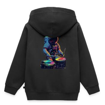 Tambours d’astronaute - Sweat Premium à capuche enfant bio - noir - Dos - AI Model Kid Male (0cm)