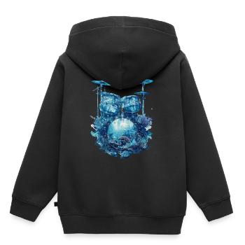 Fisch Trommeln - Kinder Premium Organic Hoodie - Schwarz - Hinten - AI Model Kid Male (0cm)