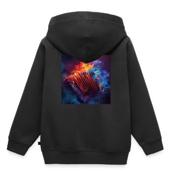 Accordéon - Sweat Premium à capuche enfant bio - noir - Dos - AI Model Kid Male (0cm)