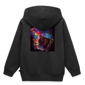 Accordéon - Sweat Premium à capuche enfant bio - noir - Dos - AI Model Kid Male (0cm)