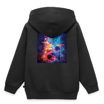 Percussion - Sweat Premium à capuche enfant bio - noir - Dos - AI Model Kid Male (0cm)