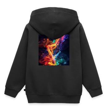 Harfe - Kinder Premium Organic Hoodie - Schwarz - Hinten - AI Model Kid Male (0cm)