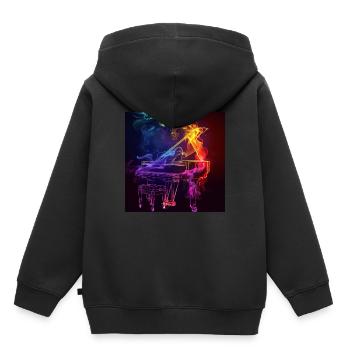 Klavier - Kinder Premium Organic Hoodie - Schwarz - Hinten - AI Model Kid Male (0cm)