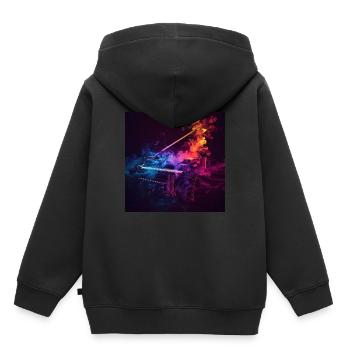 Klavier - Kinder Premium Organic Hoodie - Schwarz - Hinten - AI Model Kid Male (0cm)