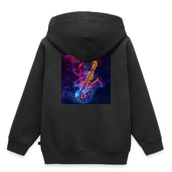 Saxophon - Kinder Premium Organic Hoodie - Schwarz - Hinten - AI Model Kid Male (0cm)