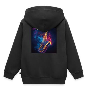 Saxophon - Kinder Premium Organic Hoodie - Schwarz - Hinten - AI Model Kid Male (0cm)
