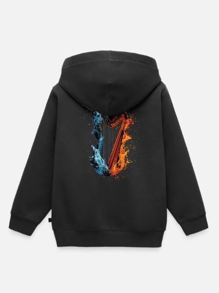 Harfe - Kinder Premium Organic Hoodie - Schwarz